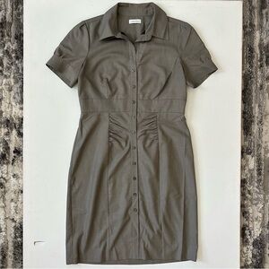 Calvin Klein Charcoal Button-Up Midi Dress Size 12